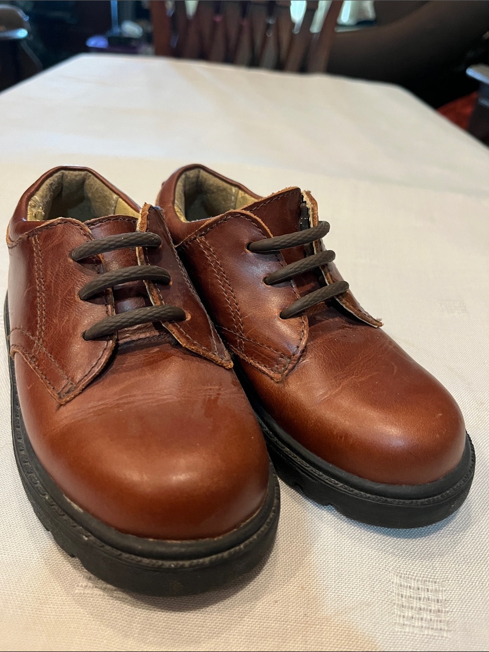 Stride Rite James Brown Leather Slip On Dress Shoes size 9.5 Boys